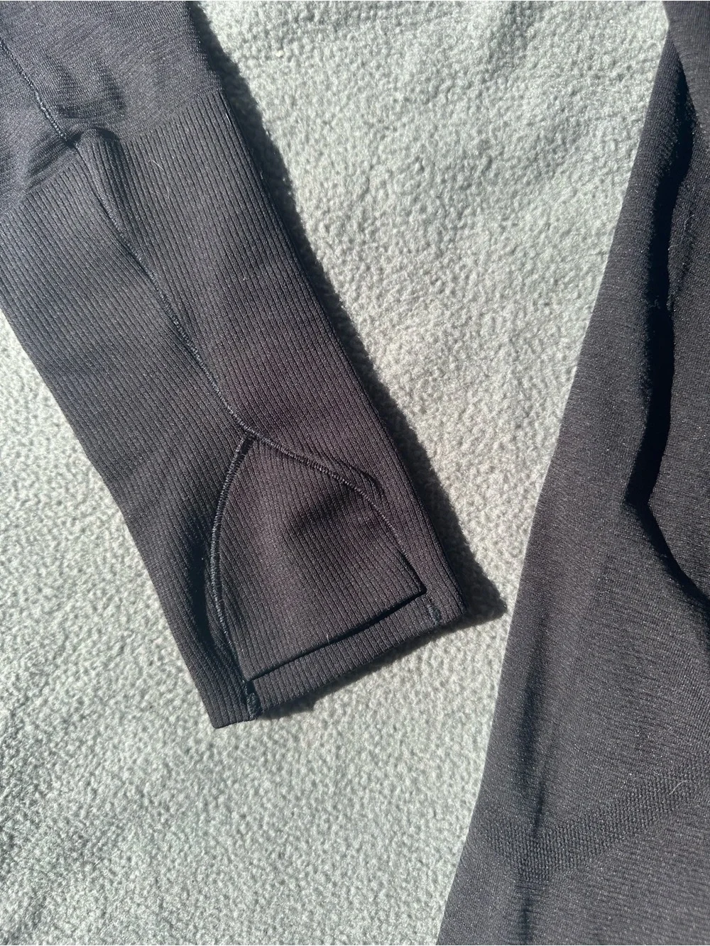 lululemon athletica Black Long Sleeve Top with Red NC Chest Logo